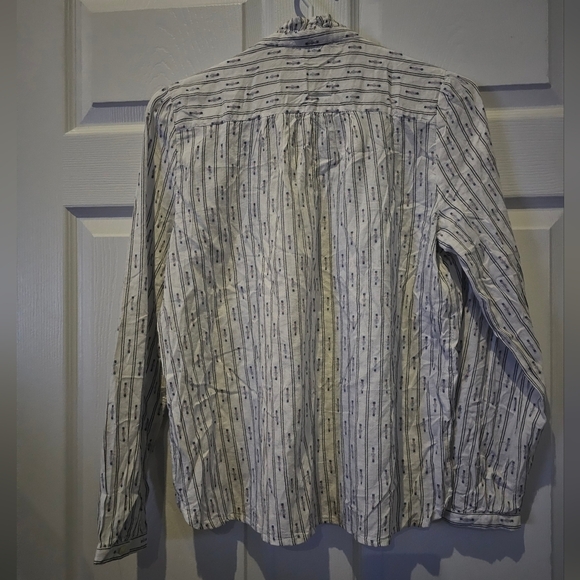 LOFT White Clip  Ruffle Button Down Shirt Top Blouse - Picture 5 of 8